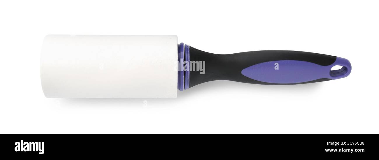 One sticky lint roller isolated on white Stock Photo