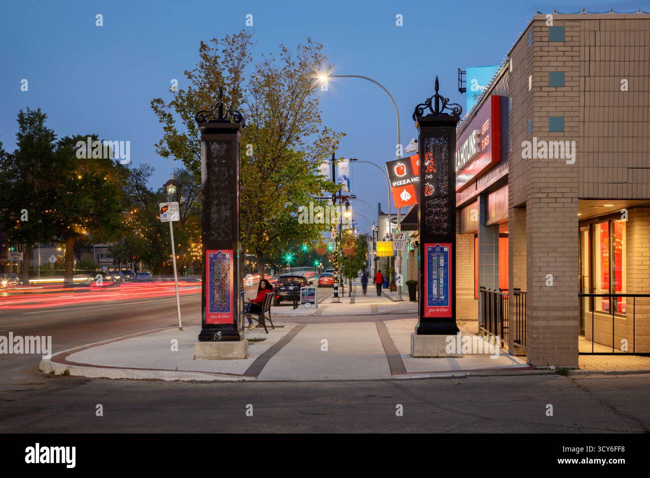 Provencher Boulevard at dusk in Winnipeg, Manitoba, Canada Stock Photo
