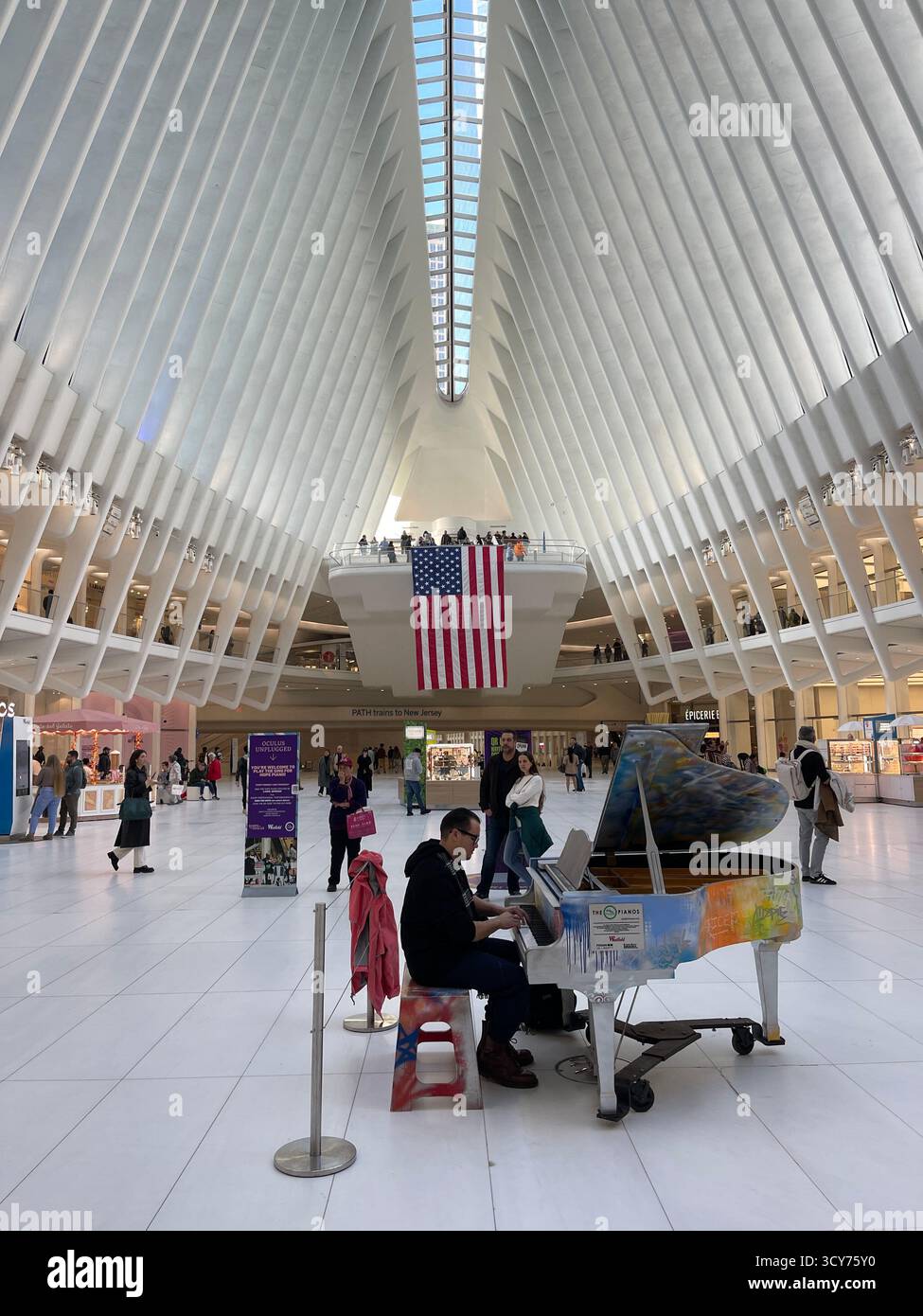 Interior of the Oculus, the World Trade Center Transportation Hub, New York City, USA. - Smartphone Captured Stock Image