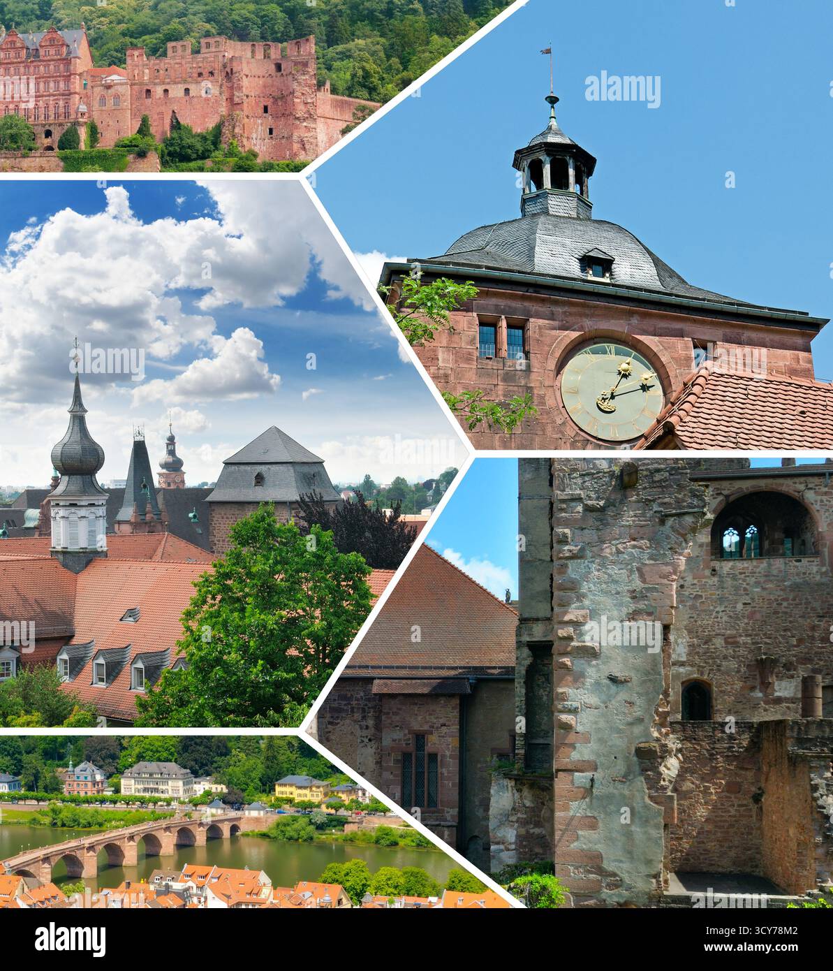 A dynamic geometric collage features key architectural landmarks ...