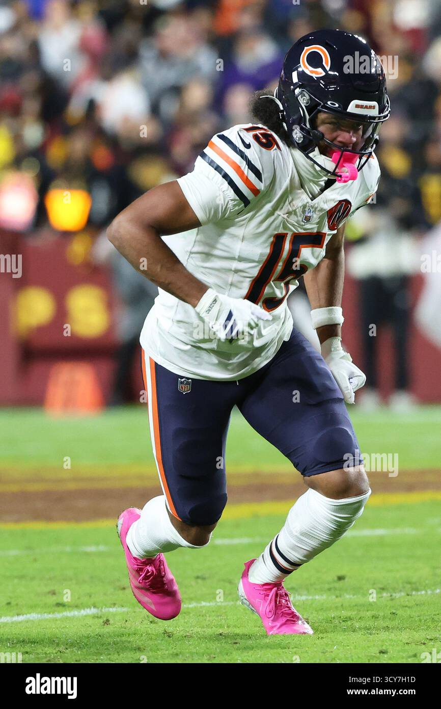 Chicago Bears wide receiver Rome Odunze (15) runs a route