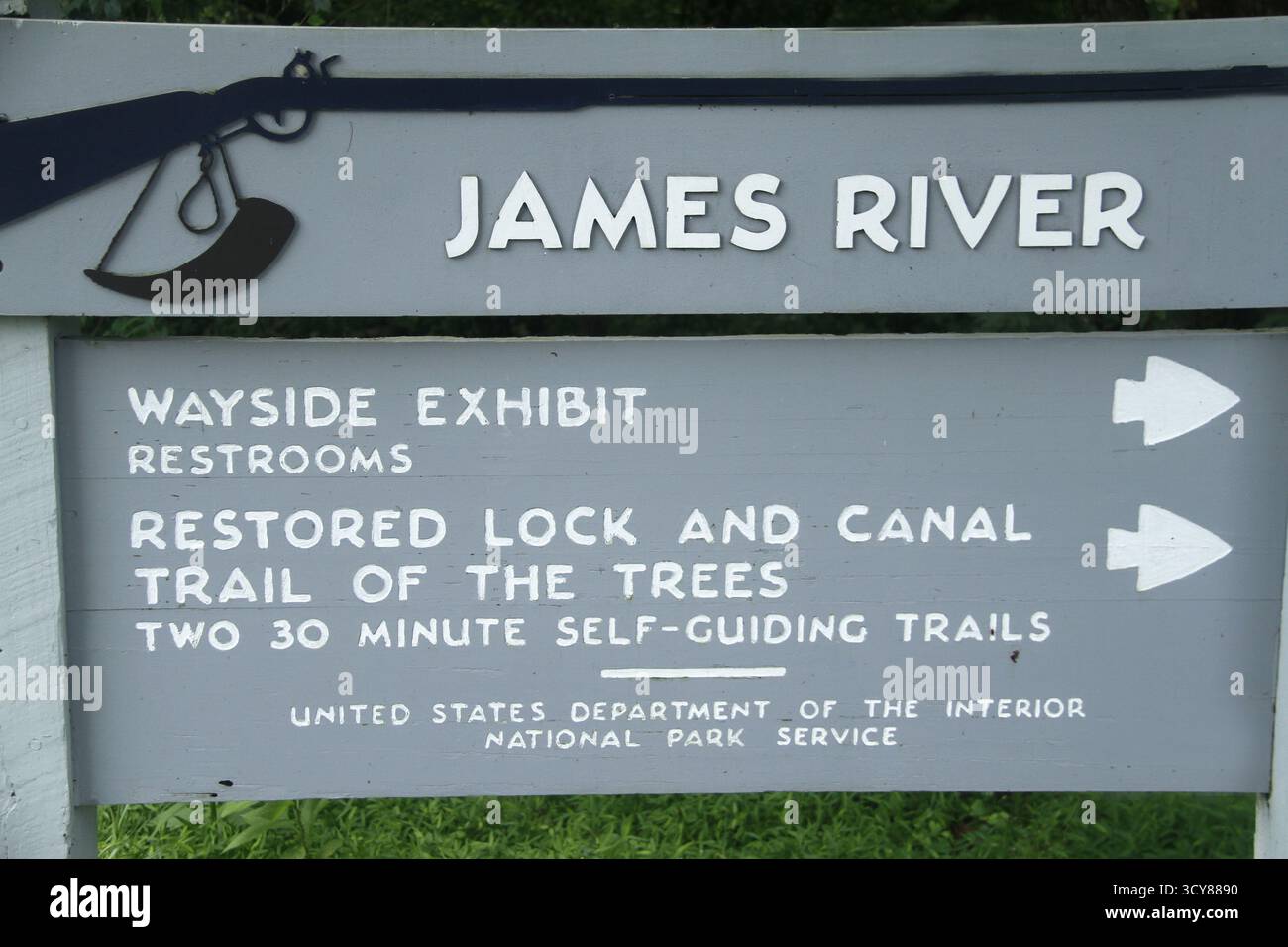 Signs for various attractions along the James River in Virginia's Blue ...