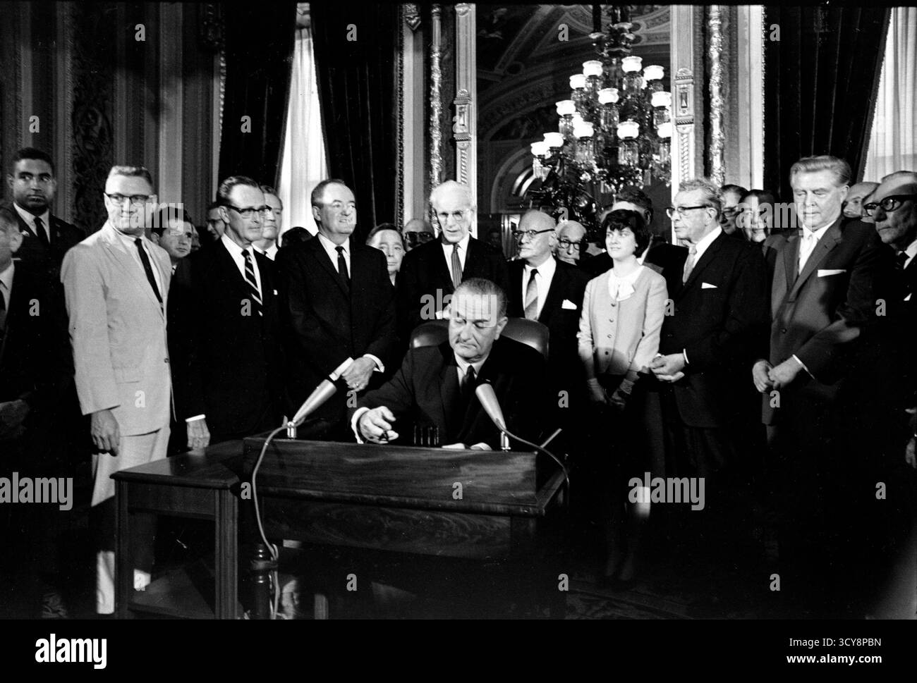 FILE - President Lyndon B. Johnson signs the Voting Rights Act of 1965 ...