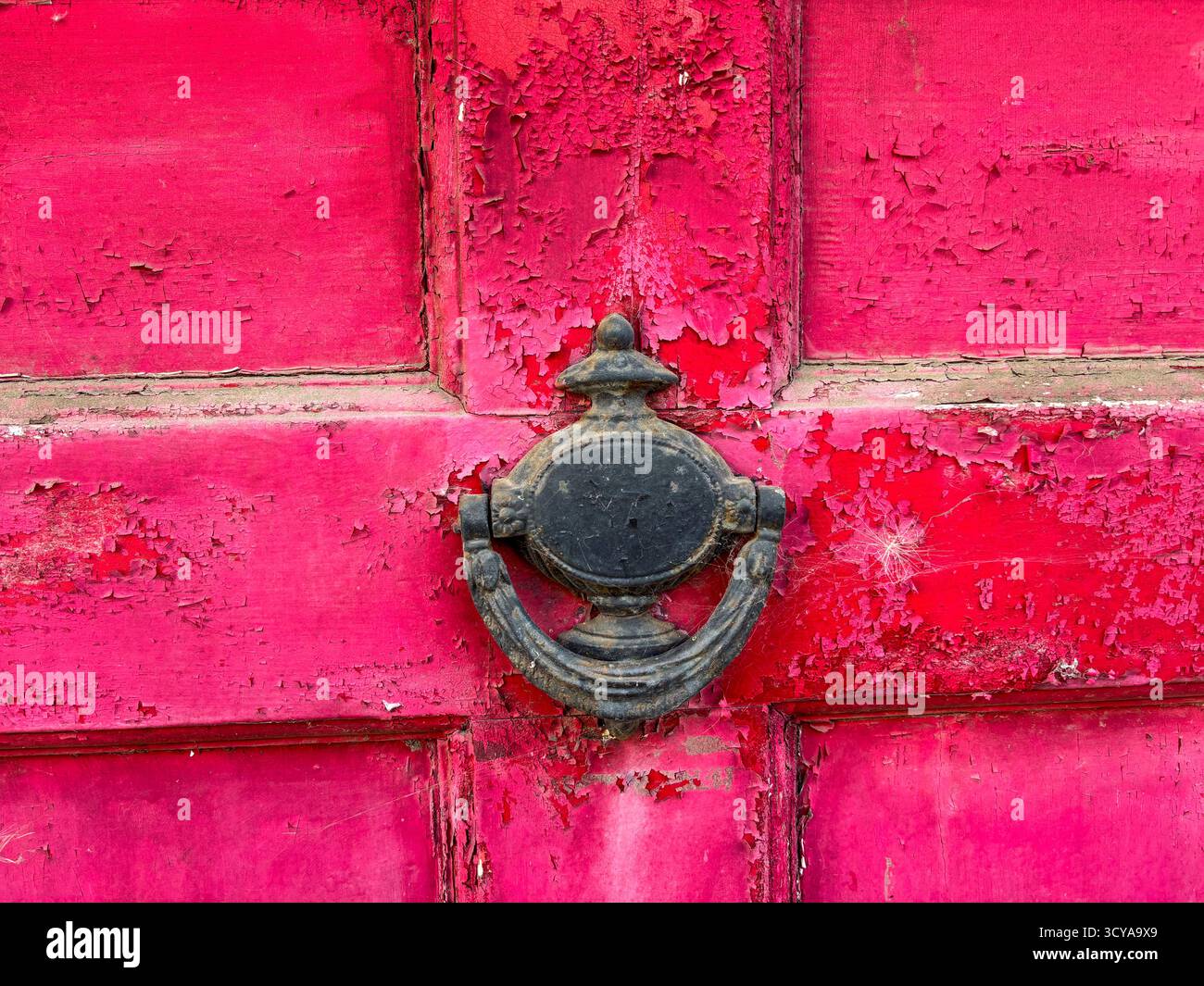 Old red weathered door Stock Photo