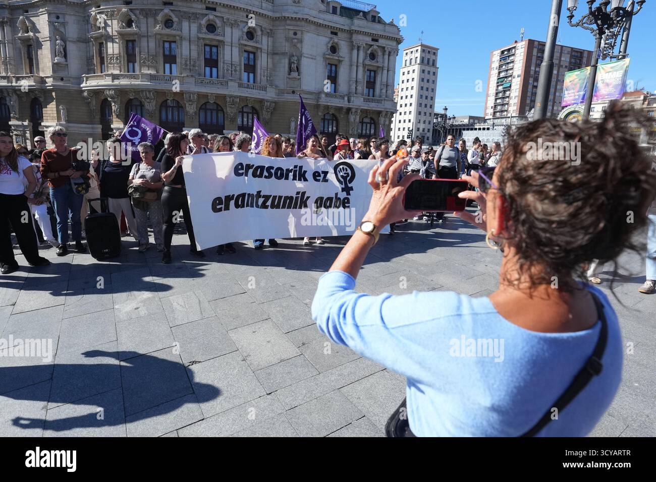 Rally against gender violence called by the Feminist Movement of Euskal ...