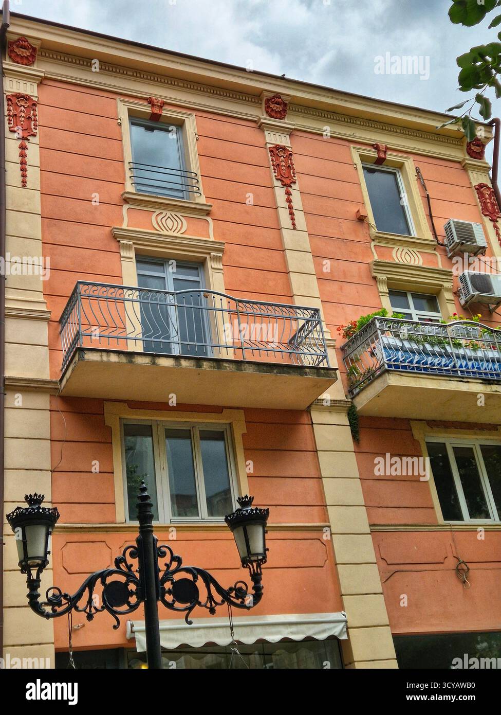 apartment building with balconies.interesting facade of the house - Smartphone Captured Stock Image