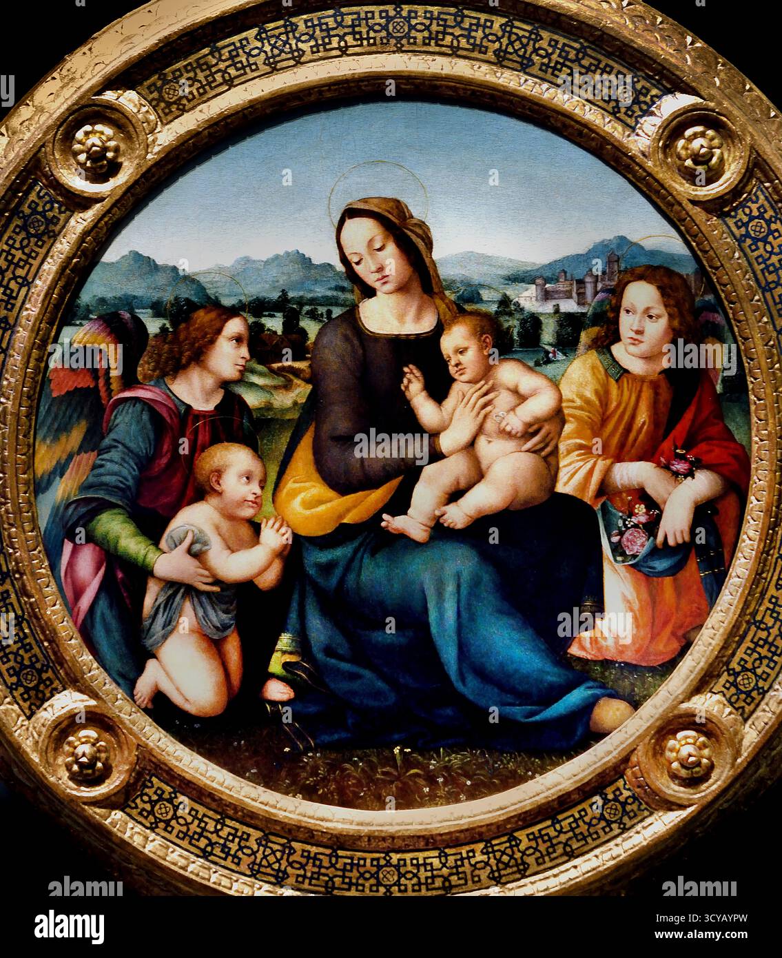Madonna and child with St John the Baptist and Angels 1500 Luca ...