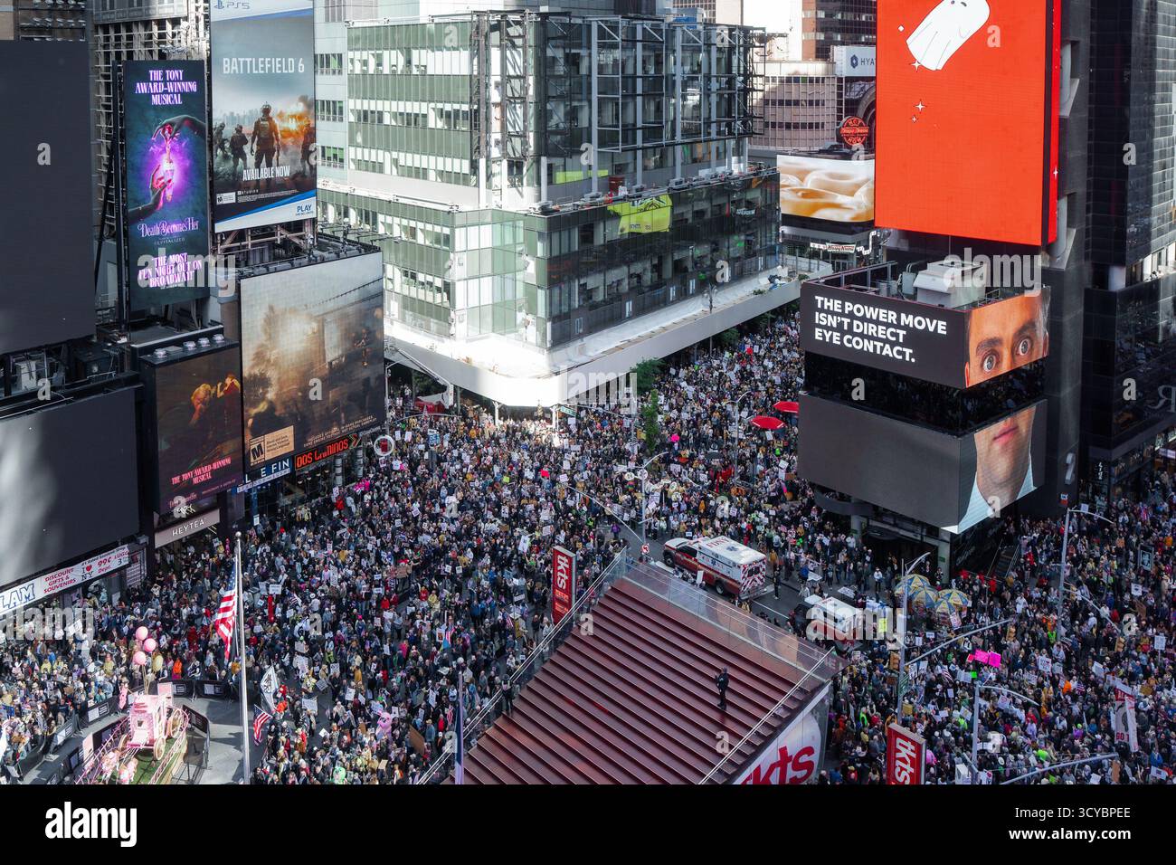 Thousands Of Thousands of protesters fill Times Square during a