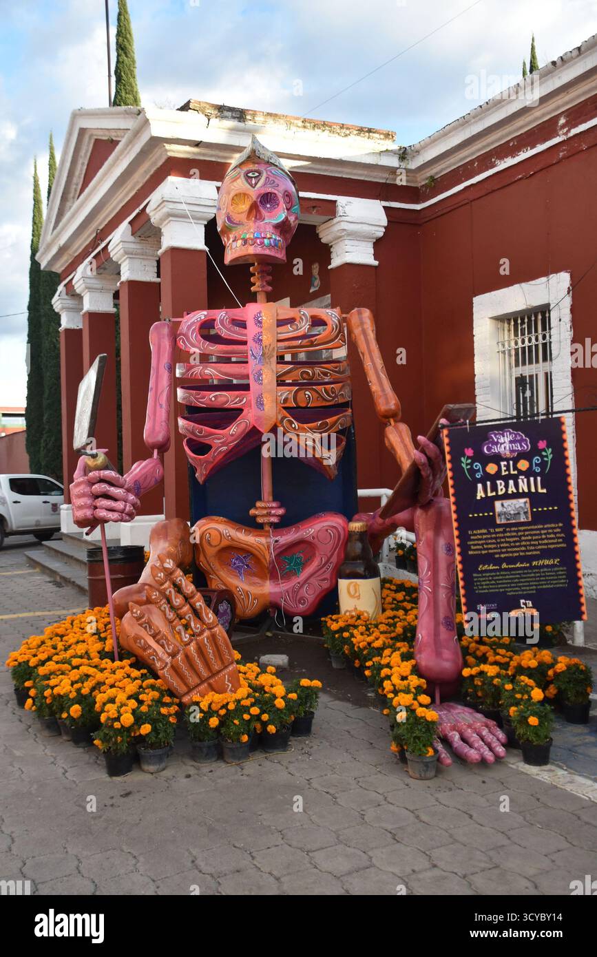 Huge Day of the Dead Catrina figures in Atlixco, Puebla, Mexico Stock Photo