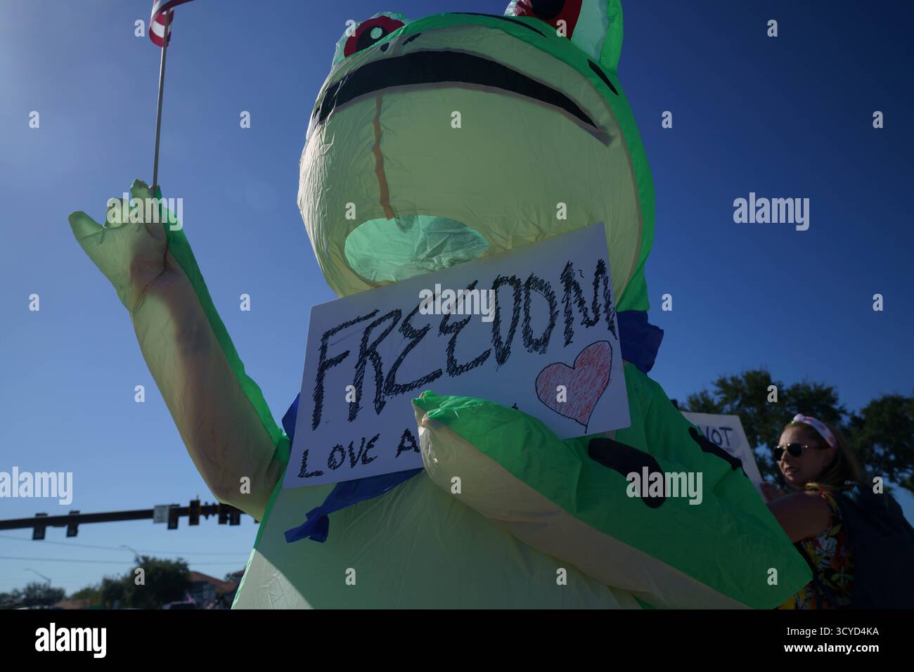 Saint Petersburg, Florida, USA. 18th Oct, 2025. A protester in an ...