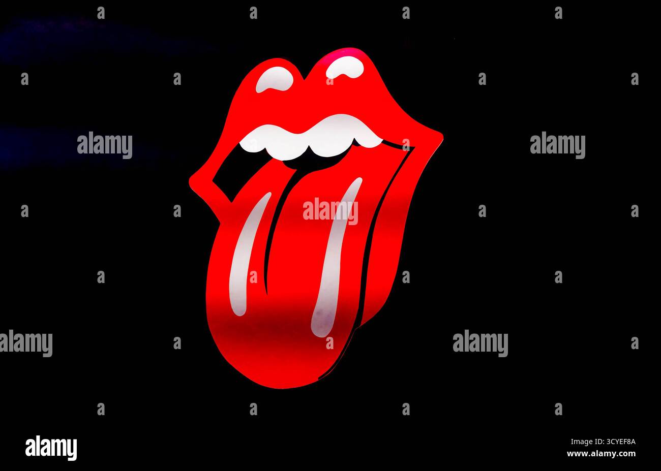 LIVERPOOL, ENGLAND - Aug 18, 2025: The iconic Rolling Stones tongue and ...