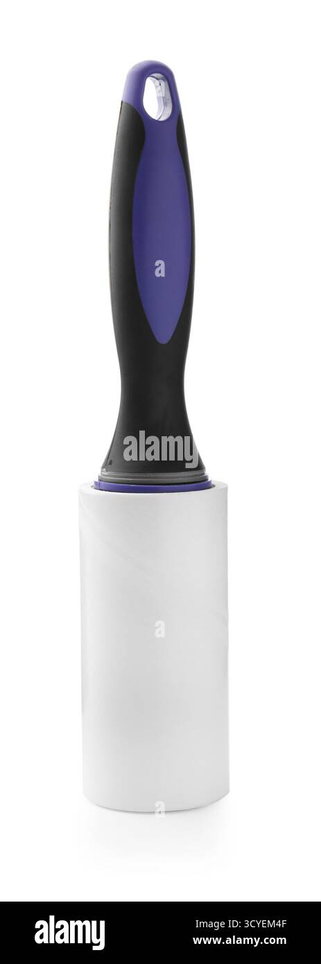 One sticky lint roller isolated on white Stock Photo
