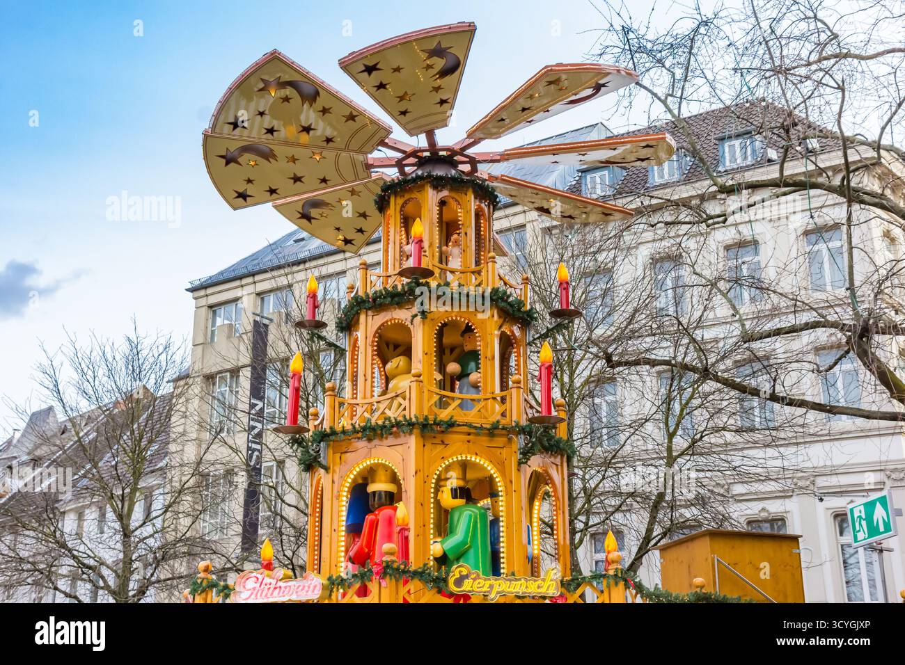 Christmas market windmill on the Munster square of Bonn, Germany Stock Photo