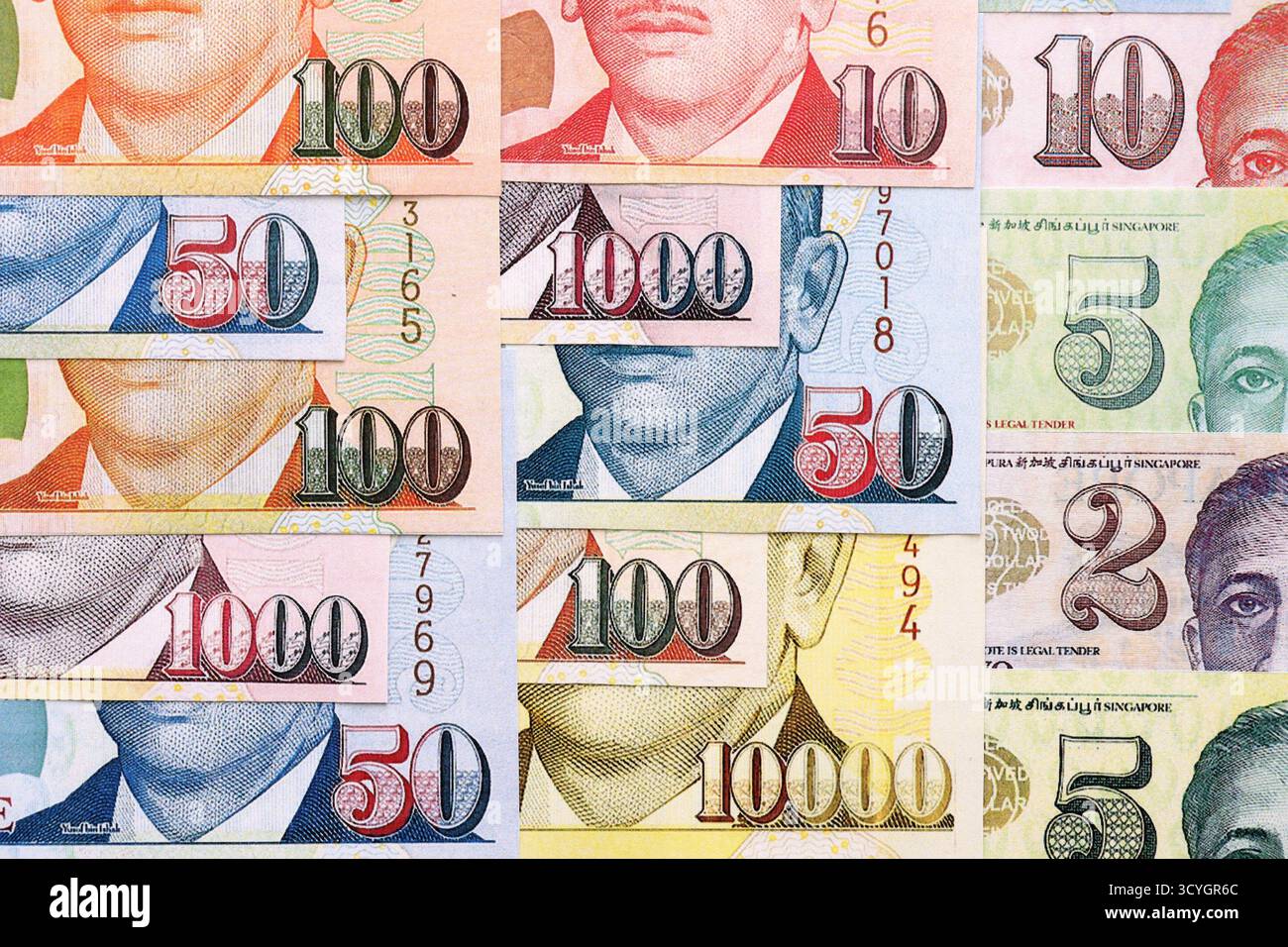 Singapore Dollar currency money bills. SGD currency banknotes in big amount  with different denomination close up Stock Photo - Alamy
