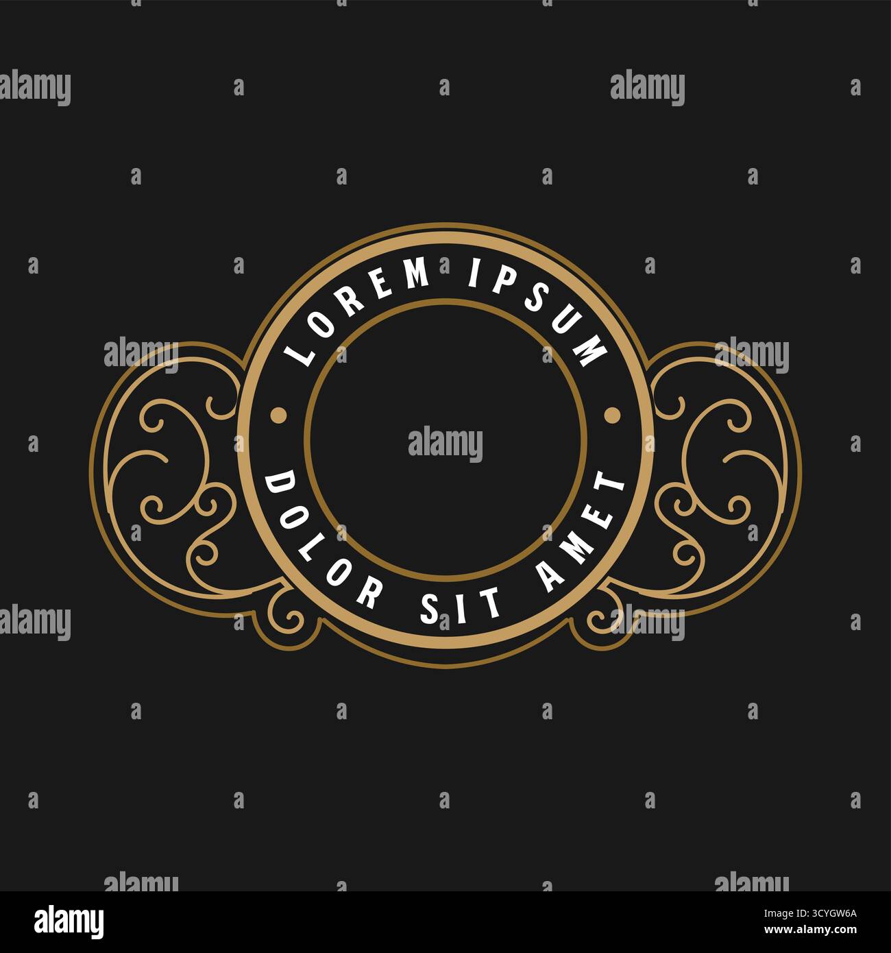 Round Circular Golden Badge Emblem Label Logo Design Vector Stock ...