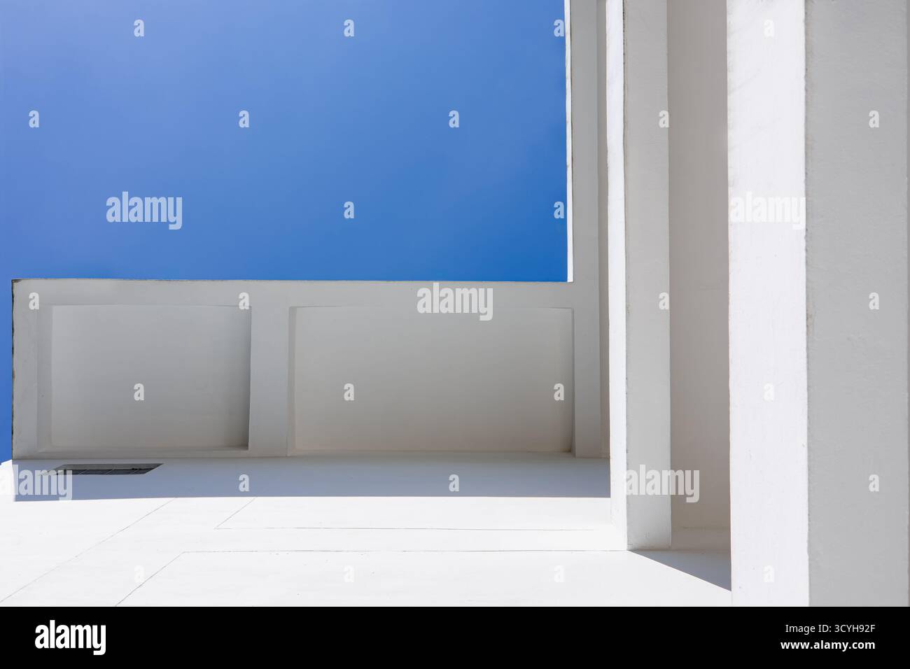 Modern minimalist architecture with white wall and blue sky, abstract ...