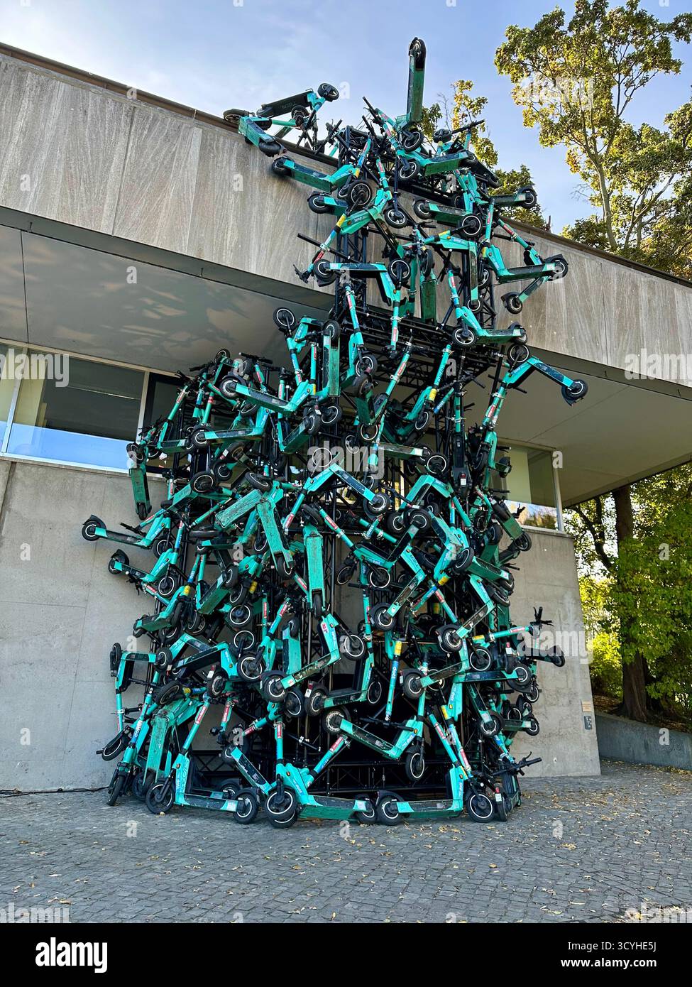 The art installation scooternest at the Haus der Kulturen der Welt as part of the exhibition The Possibility of Unvernunft in Berlin, Germany - Smartphone Captured Stock Image