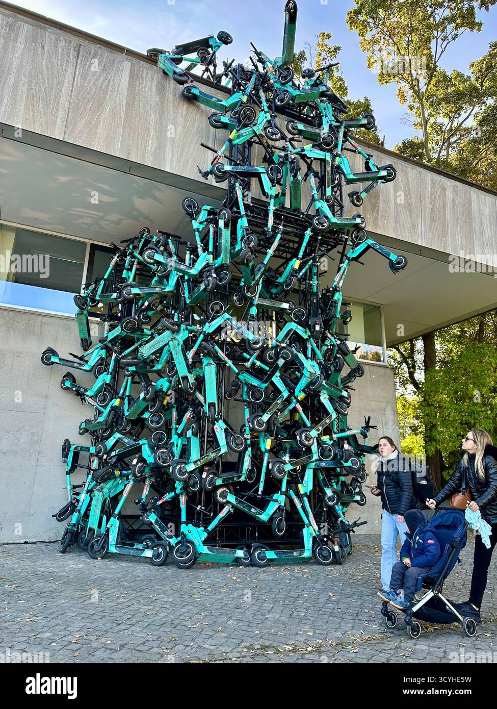 The art installation scooternest at the Haus der Kulturen der Welt as part of the exhibition The Possibility of Unvernunft in Berlin, Germany - Smartphone Captured Stock Image