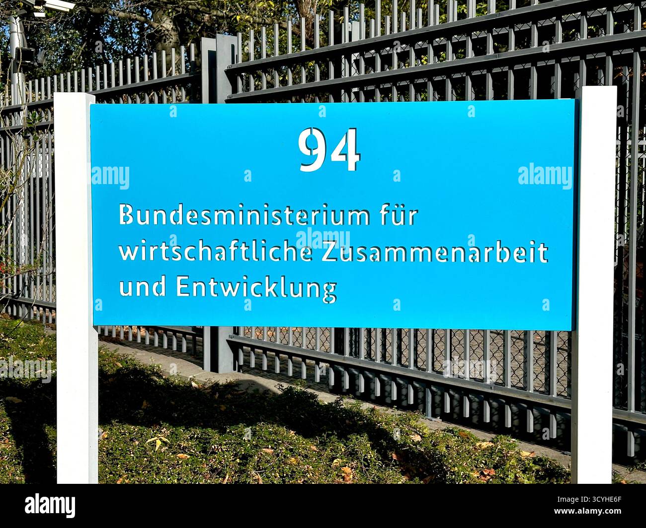 Sign in front of the Bundesministerium für wirtschaftliche Zusammenarbeit und Entwicklung in the Stresemannstrasse in Berlin - Smartphone Captured Stock Image