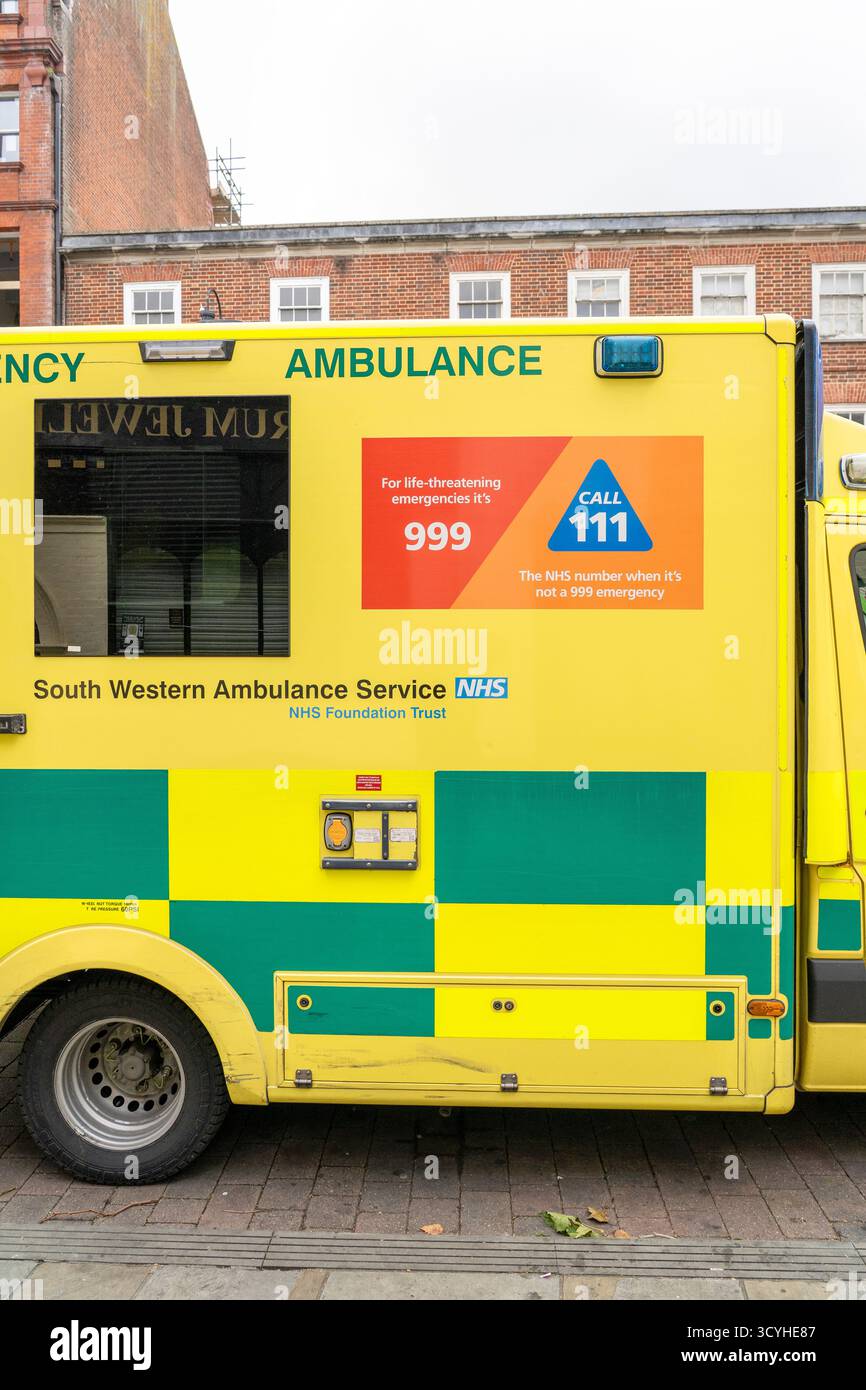 Emergency ambulance parked Stock Photo