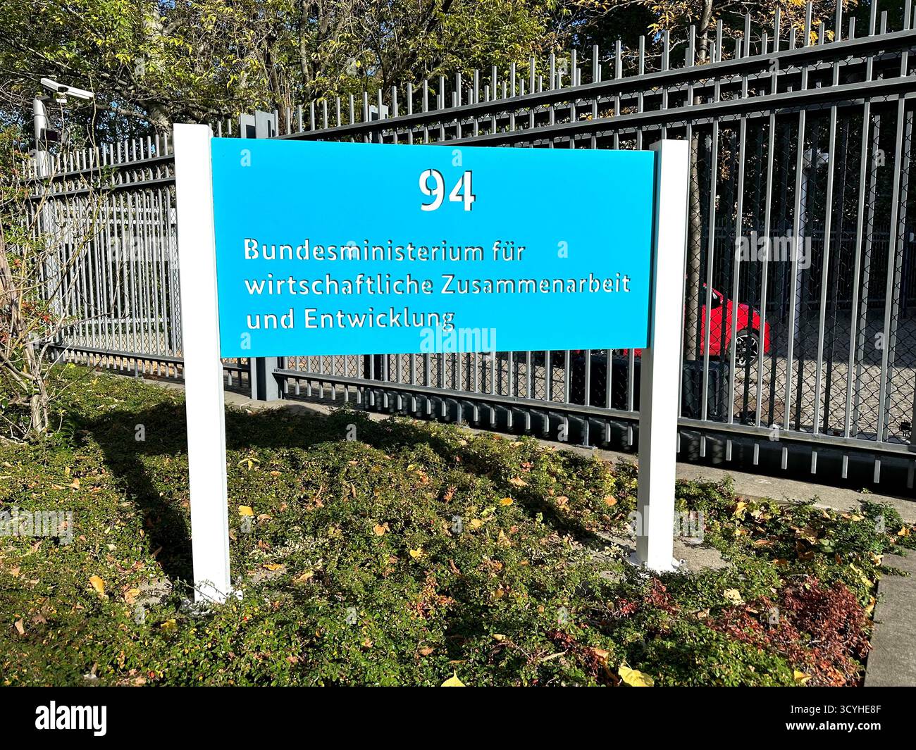 Sign in front of the Bundesministerium für wirtschaftliche Zusammenarbeit und Entwicklung in the Stresemannstrasse in Berlin - Smartphone Captured Stock Image