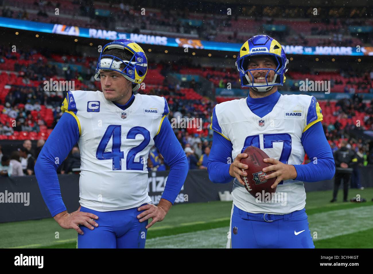 Los Angeles Rams punter Ethan Evans (42) and Los Angeles Rams long ...