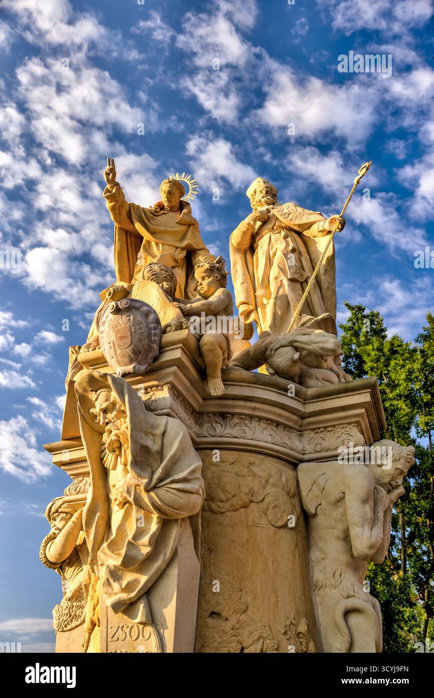 Baroque statue of Saints Vincent Ferrer and Procopius on Charles