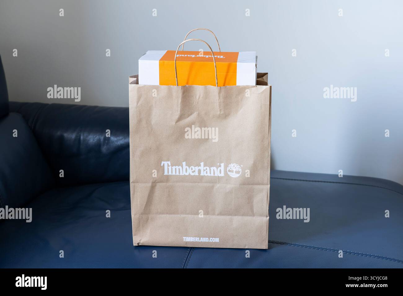 Timberland shoe box in a branded paper bag with a Timberland  display picture 1