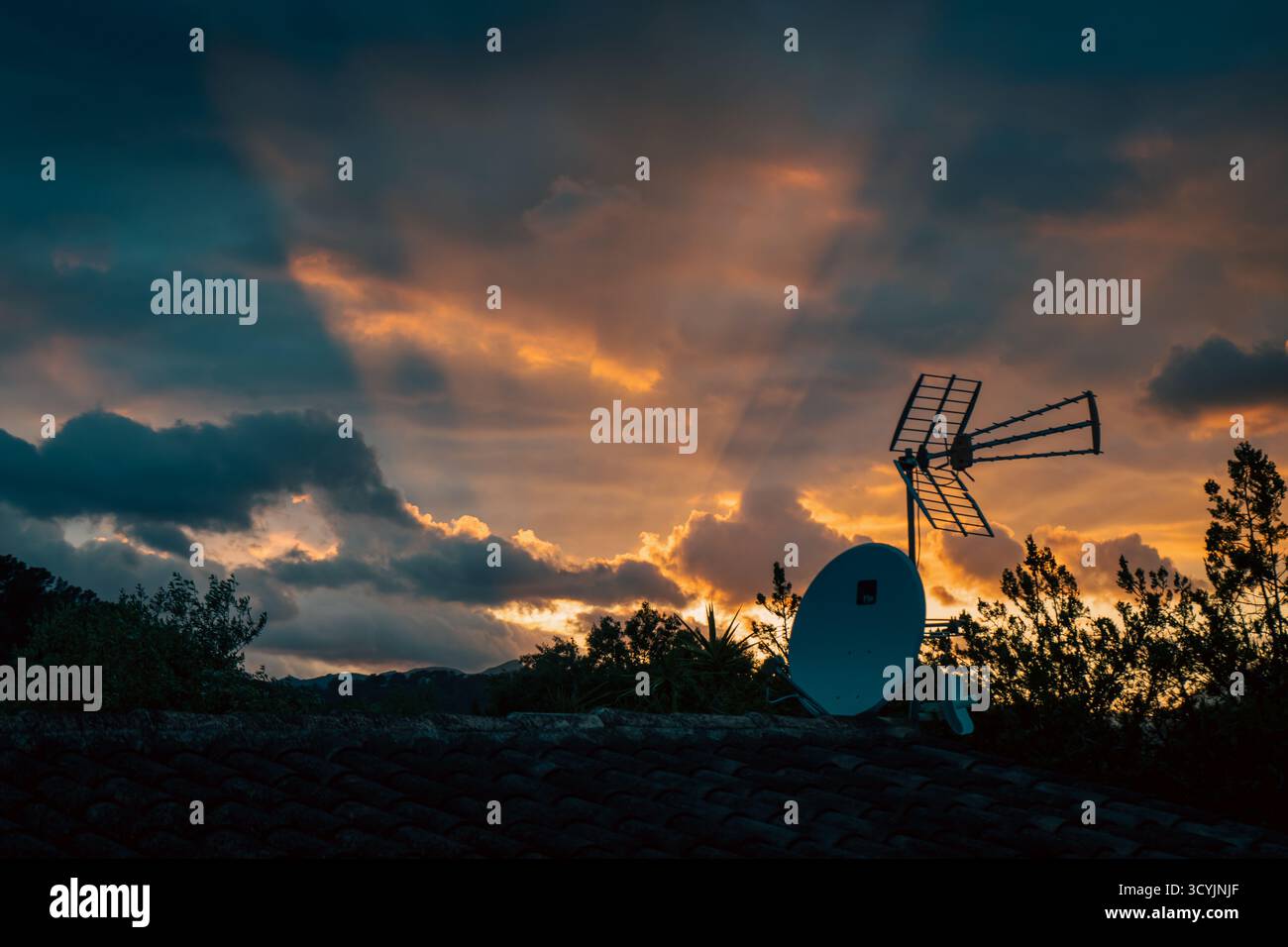 sunset in the clouds Stock Photo