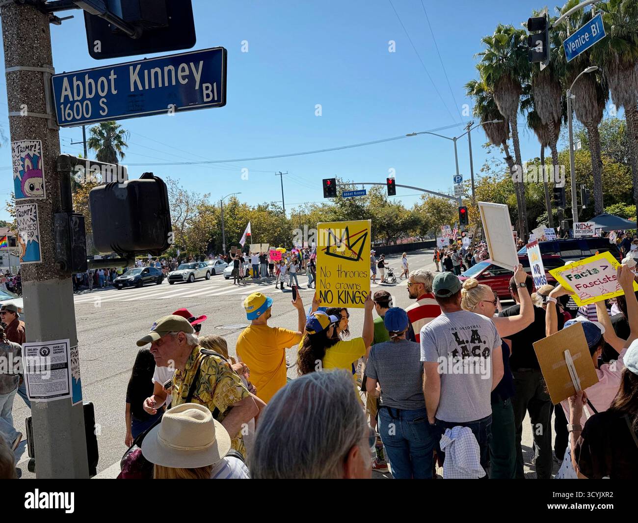 Local protest of hundreds in Venice, CA. as they cross the intersection ...