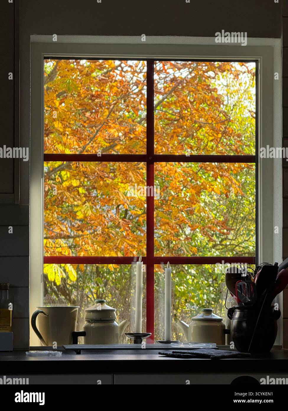 I sat at home drinking coffe and just saw these colours so I took a photo. - Smartphone Captured Stock Image