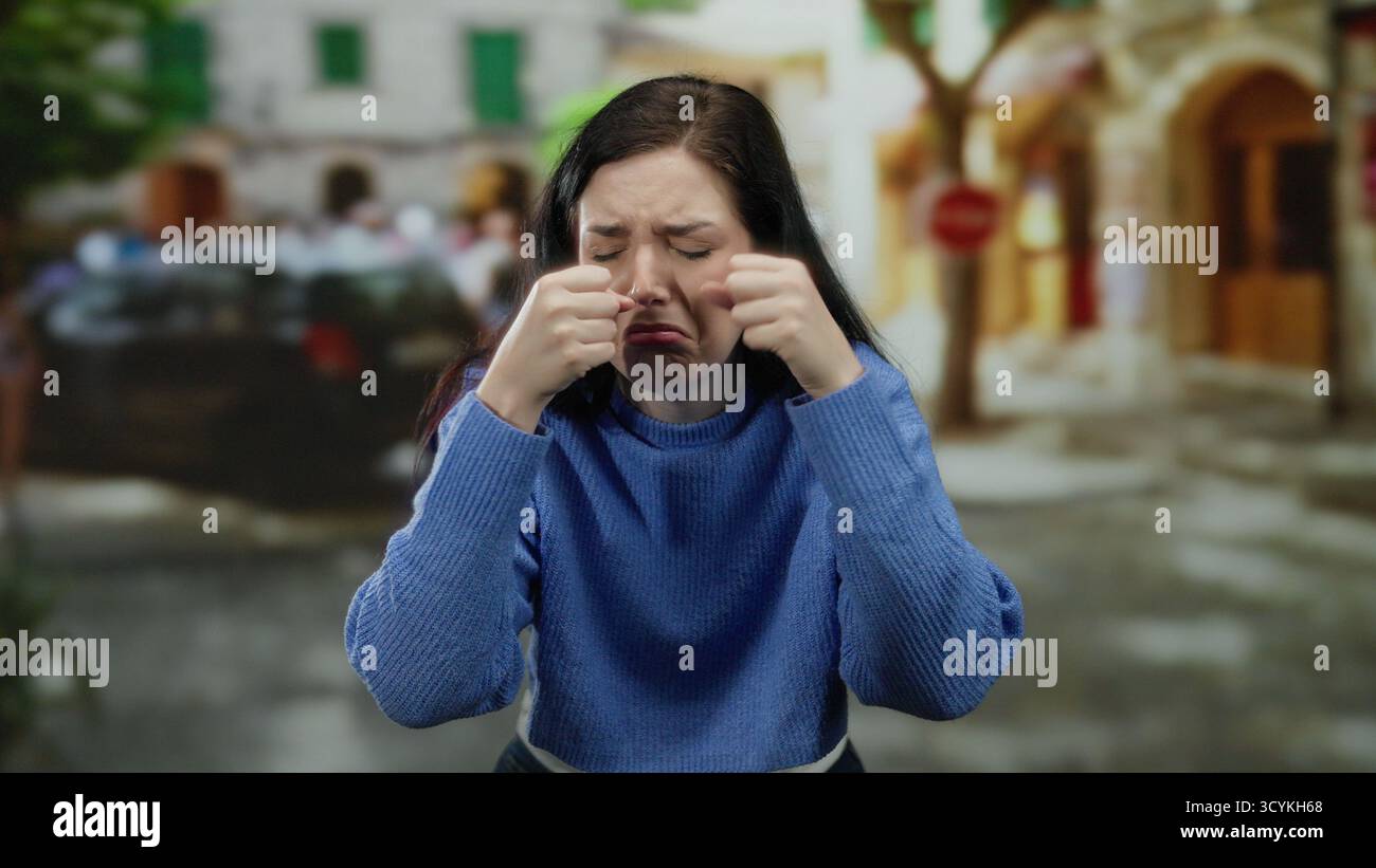 Woman gesturing confusion tears hi-res stock photography and images - Alamy
