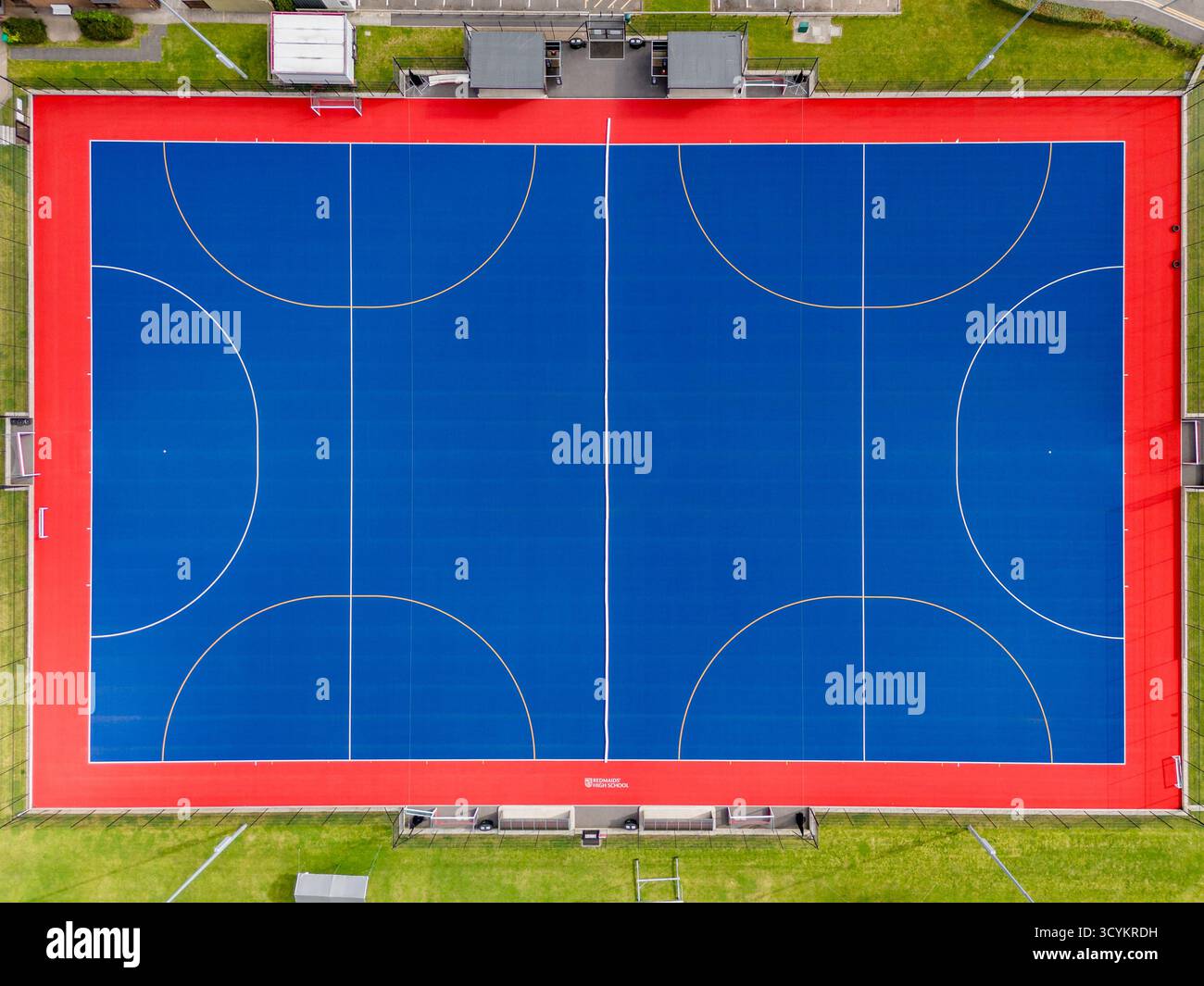 A colourful sports pitch from a drone Stock Photo - Alamy