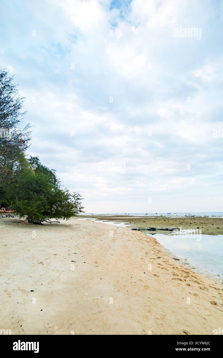 beautiful sunset view of Gili Island, Gili Air, in Lombok, Bali, Indonesia Stock Photo
