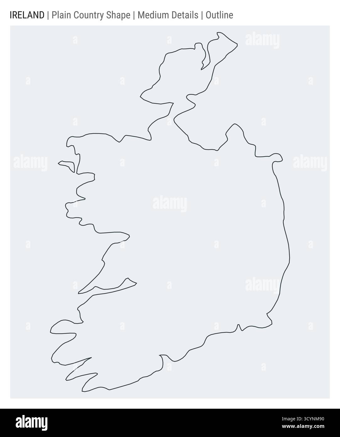 Ireland plain country map. Medium details. Outline style. Shape of ...