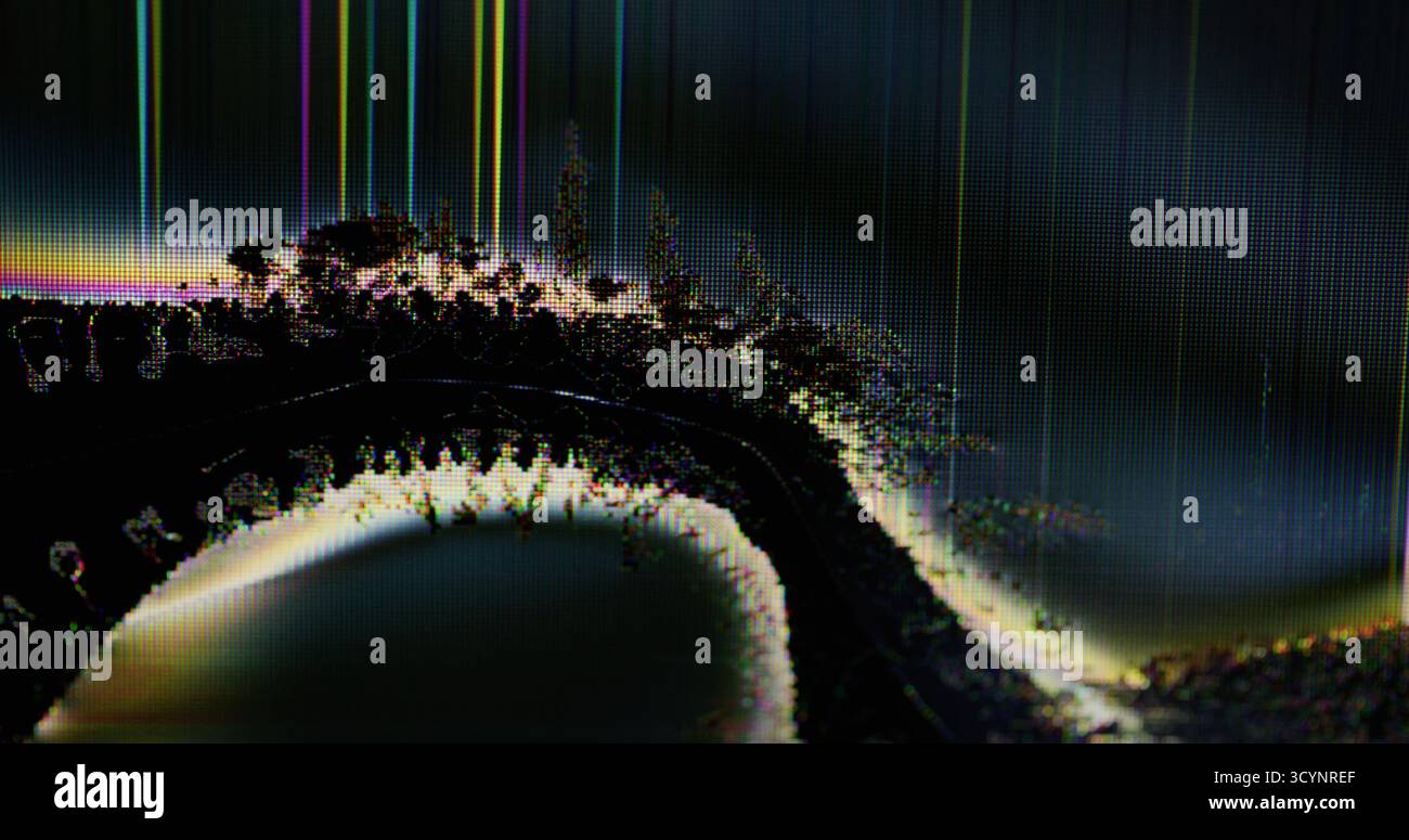 Glitch noise texture. Signal error. Blur yellow blue color fluid ...