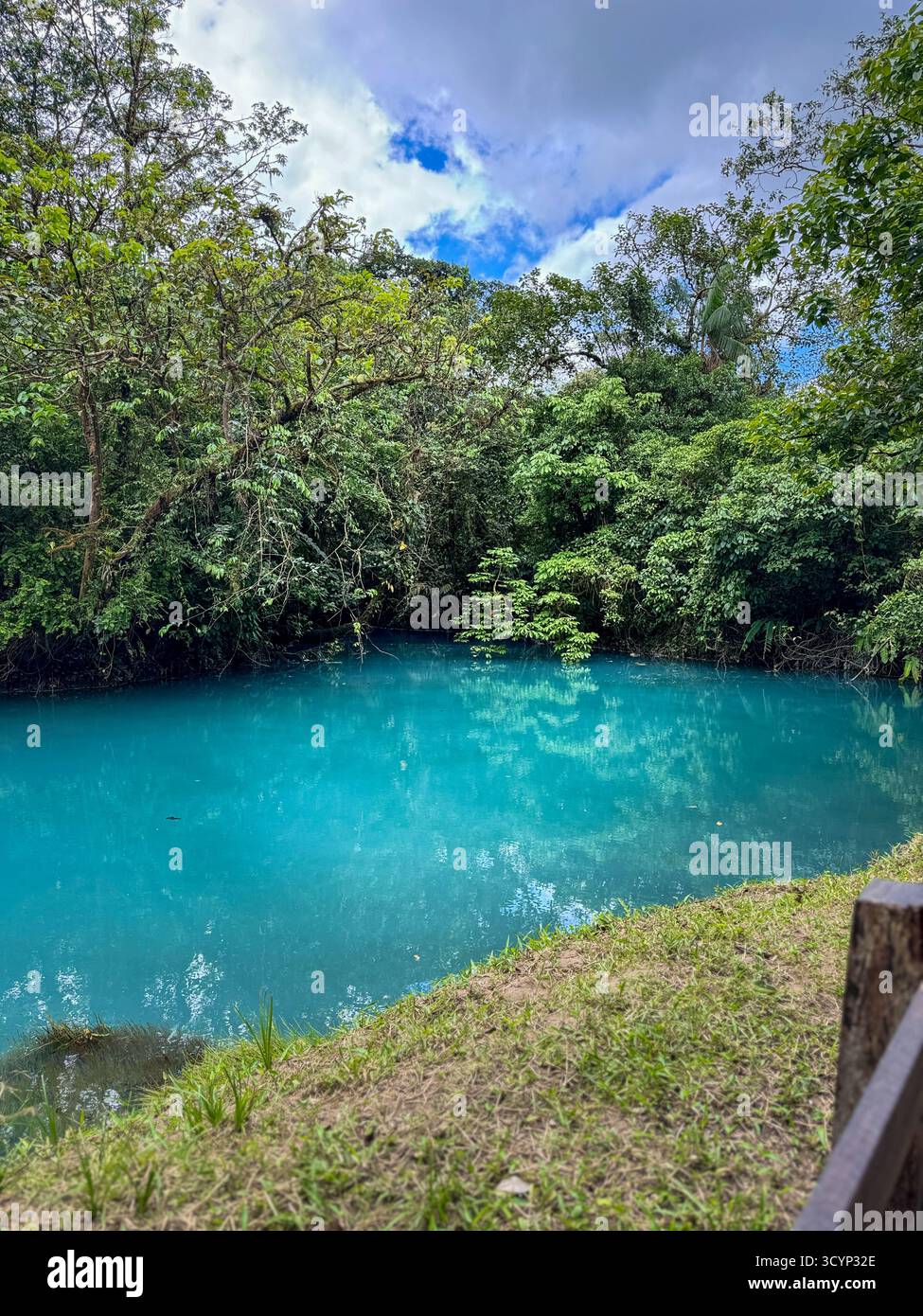 Iconic Blue Pool of Rio Celeste River in Tenorio Volcano National Park, Costa Rica - Smartphone Captured Stock Image