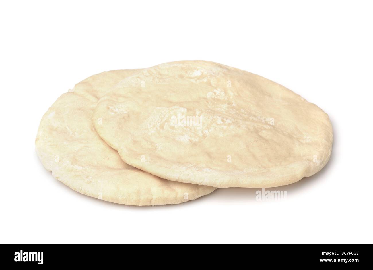 Uncooked pita flatbread isolated on white Stock Photo