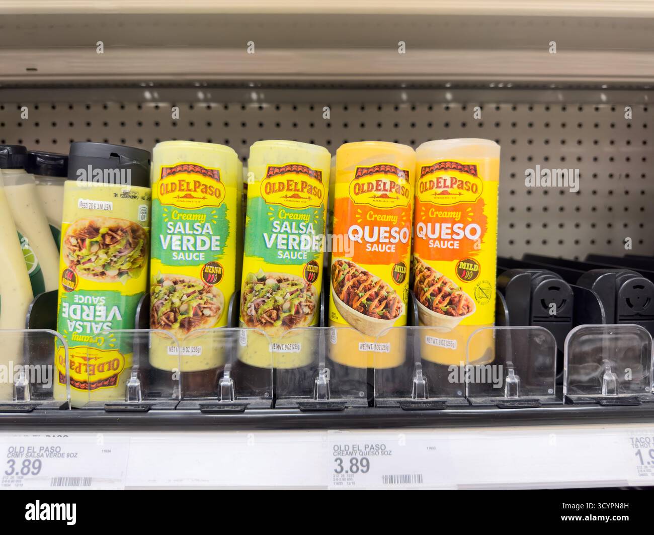 Los Angeles, California, United States - 02-01-2023: A view of several bottles of Old El Paso topping sauce, on display at a local grocery store. Stock Photo