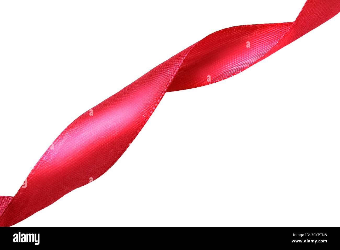 Red satin twisted ribbon isolated on white background Stock Photo