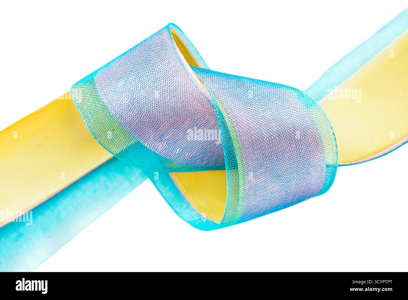 Colorful ribbons tied knot closeup isolated on white background Stock ...