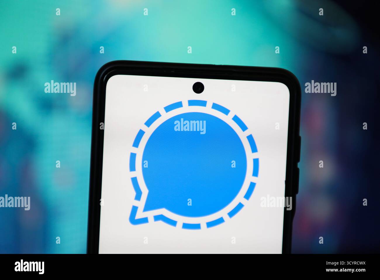 Signal Mess In this photo illustration, the Signal messanger logo is seen displayed ...