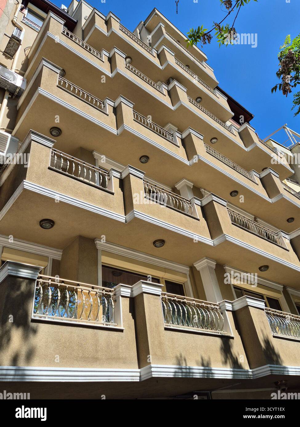 modern apartment building with balconies - Smartphone Captured Stock Image
