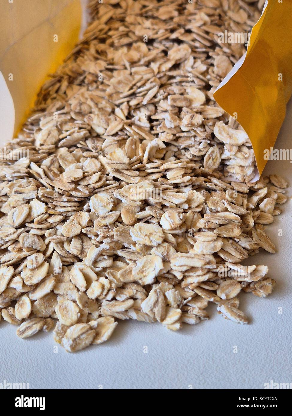 Close-up of oat flakes in a package. - Smartphone Captured Stock Image