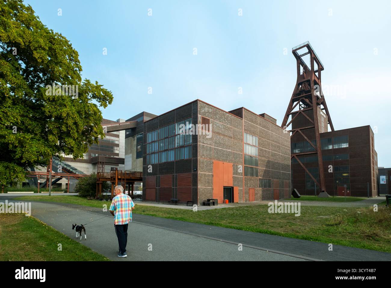 15.08.2025, Germany, North Rhine-Westphalia, Essen - Conveyor tower of shaft XII, symbol of the former Zollverein coal mine, now a UNESCO World Herita Stock Photo