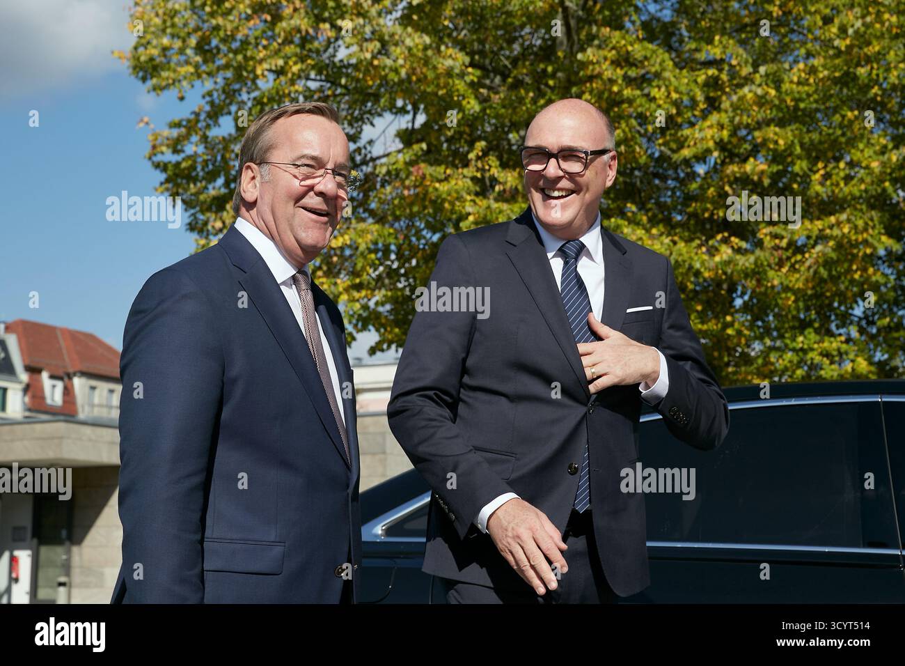 02.10.2025, Germany, Berlin, Berlin - Boris Pistorius, Federal Minister of Defence, welcomes Martin Pfister from Switzerland. Pfister is the Swiss Min Stock Photo