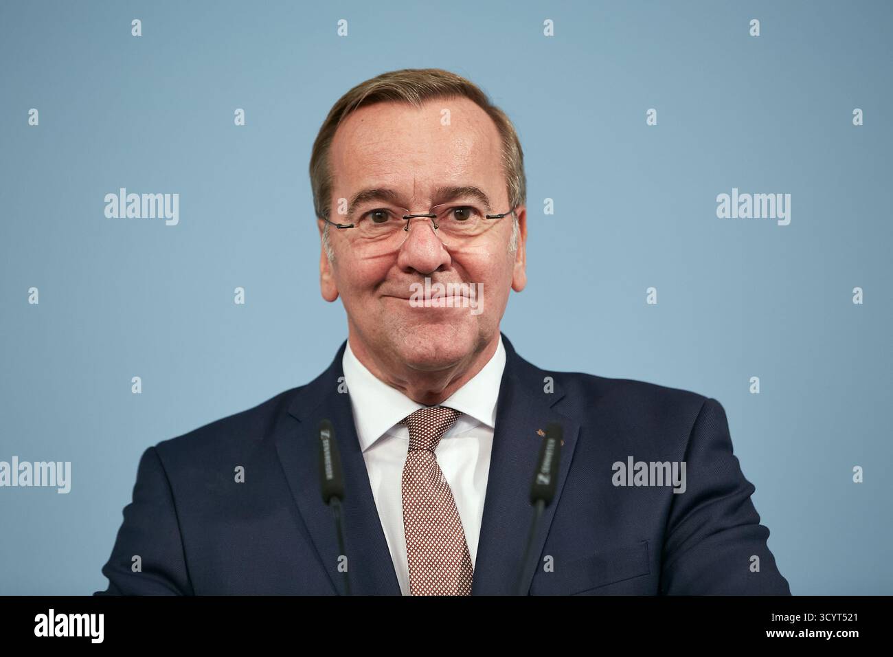02.10.2025, Germany, Berlin, Berlin - Federal Defence Minister Boris Pistorius at a press conference in his ministry. The occasion is the inaugural vi Stock Photo