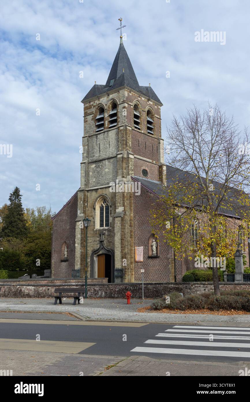 Exterior view of the 18th century Our Lady's Church in the village of Zandbergen near Geraardsbergen in East Flanders, Belgium. Copy space below. - Stock Image