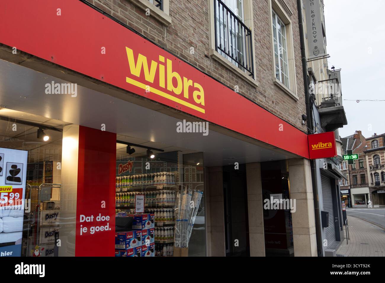 DENDERMONDE, BELGIUM, 27 SEPTEMBER 2025: Exterior view of a Wibra store in Flanders. It is a Dutch discount store-chain selling mostly textile and clo - Stock Image