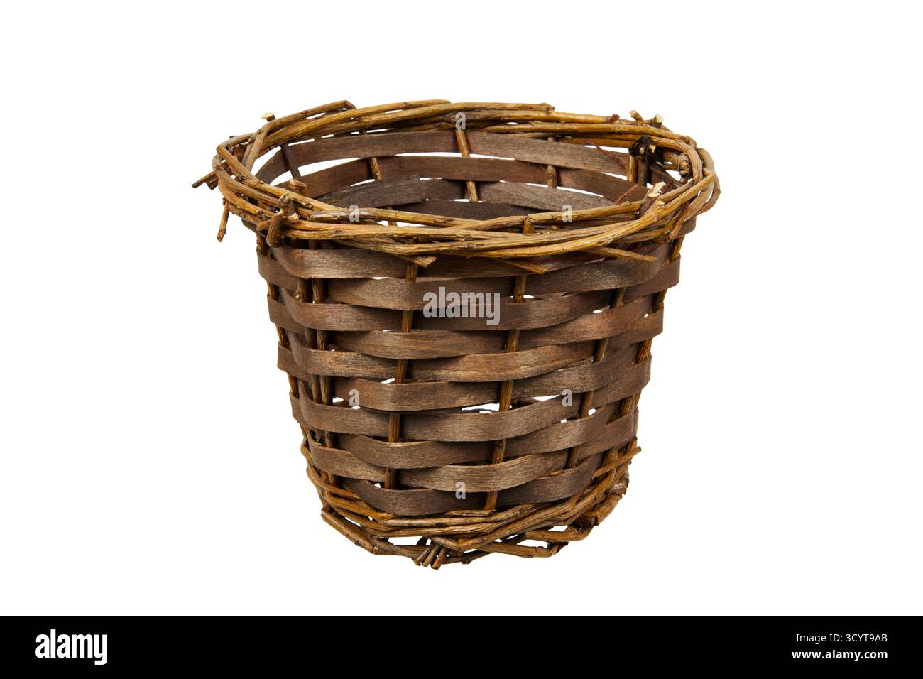 easter wicker basket isolated on white Stock Photo